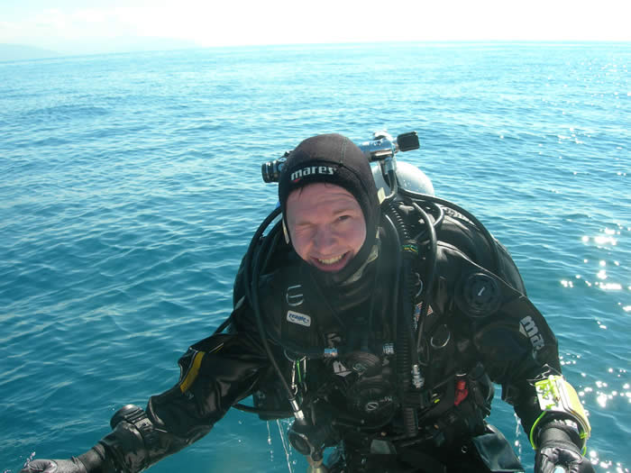 martijn na 50 meter duik in Portofino
